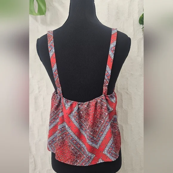 Sky And Sparrow Red Patterned Top - Picture 3 of 4